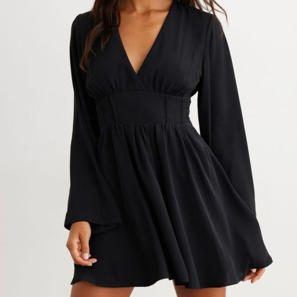 Black Flared Mini Dress - Picture 2 of 3